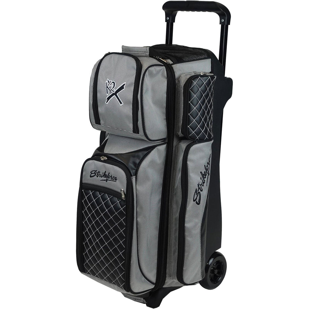 KR Strikeforce Royal Flush Triple Roller Silver Bowling Bag - BowlersParadise.com