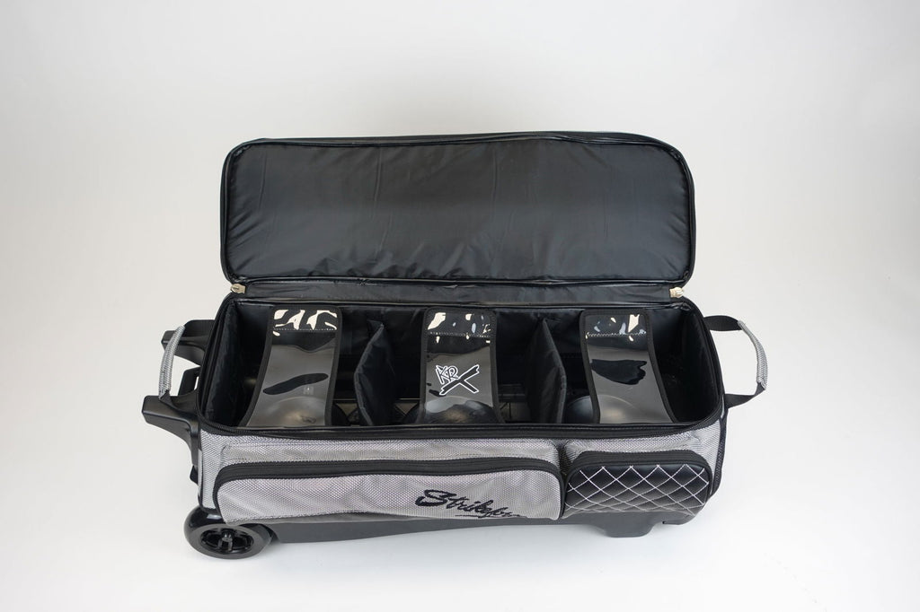 KR Strikeforce Royal Flush Triple Roller Silver Bowling Bag - BowlersParadise.com