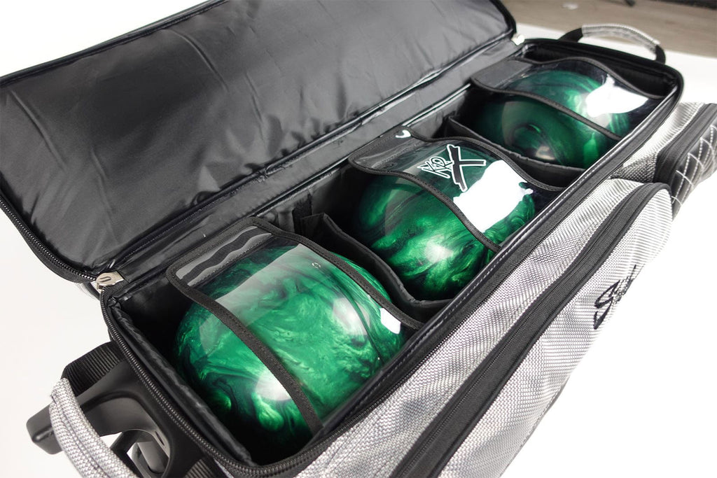 KR Strikeforce Royal Flush Triple Roller Silver Bowling Bag - BowlersParadise.com